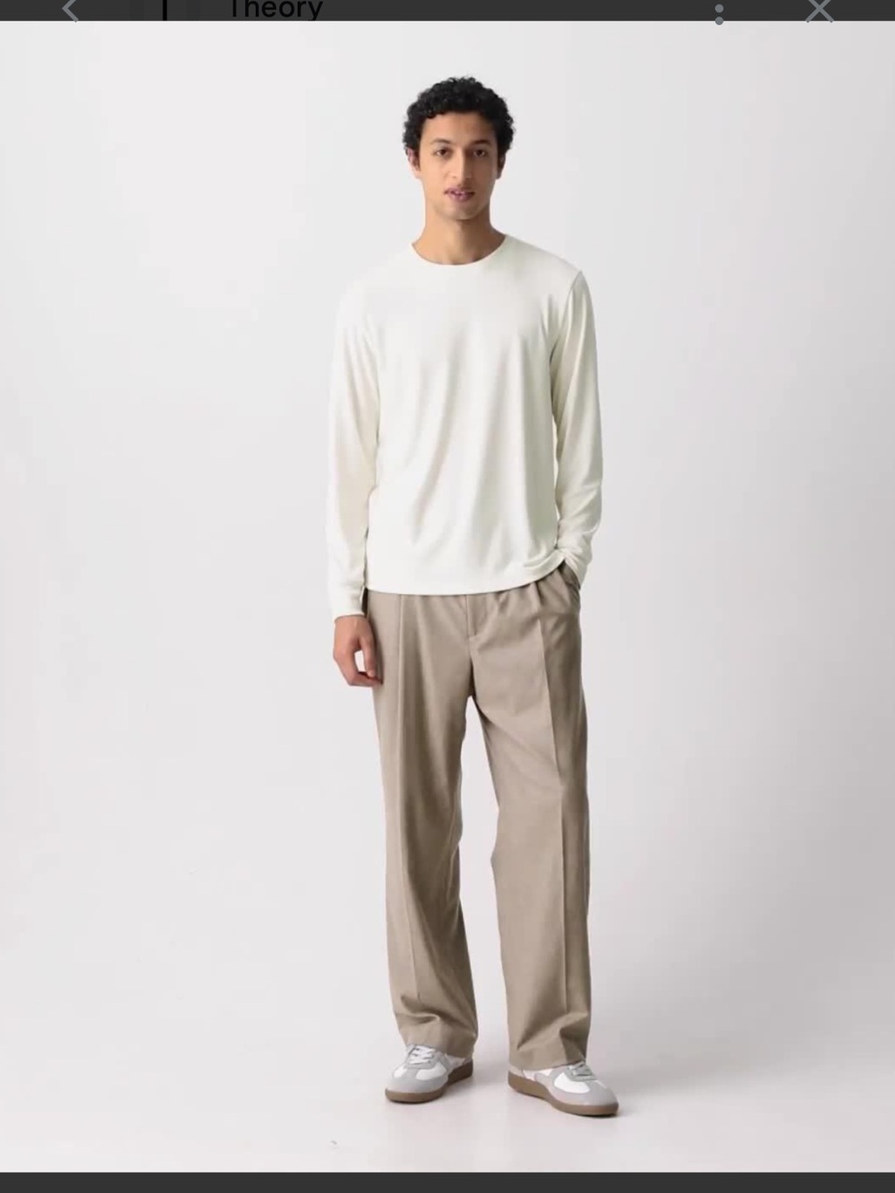 Theory Men's Long Sleeve Essentials Crewneck Shirt - Light Gray